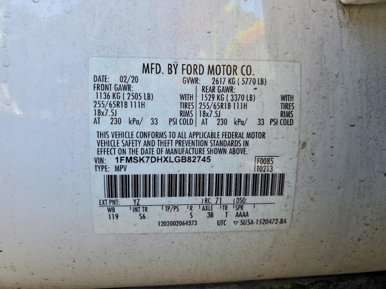 2020 FORD EXPLORER XLT photo 13