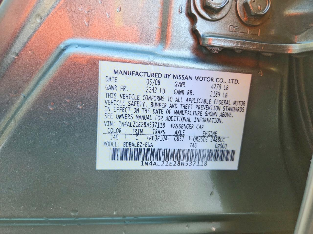 2008 NISSAN ALTIMA 2.5 photo 12