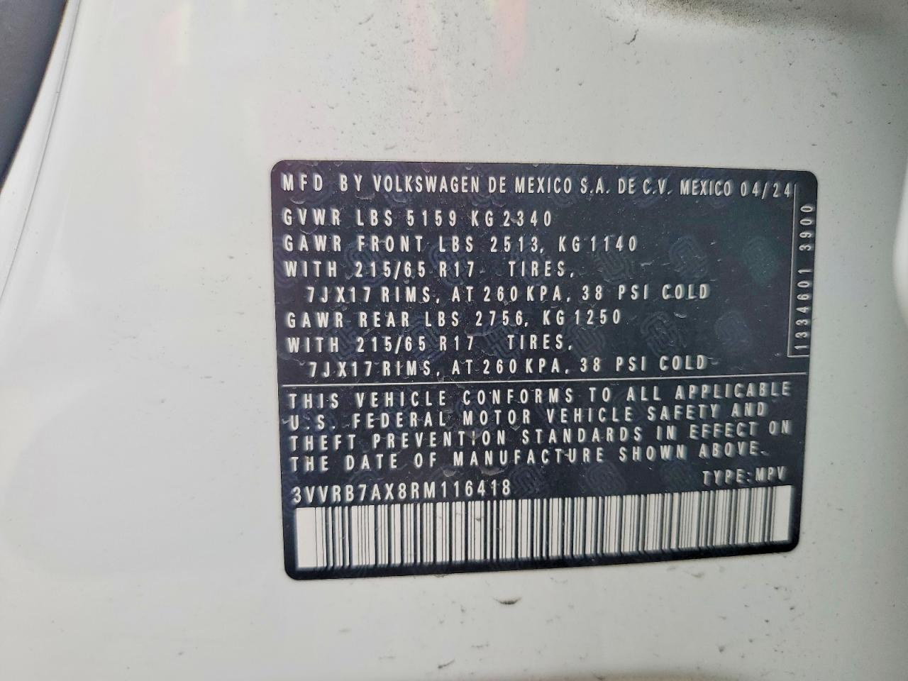2024 VOLKSWAGEN TIGUAN S photo 40