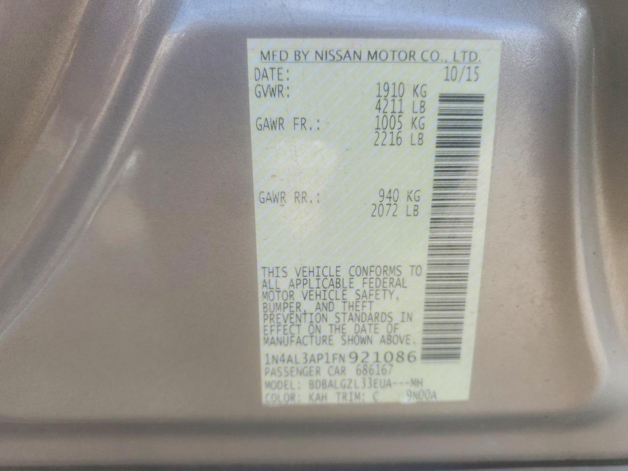 2015 NISSAN ALTIMA 2.5 S photo 23