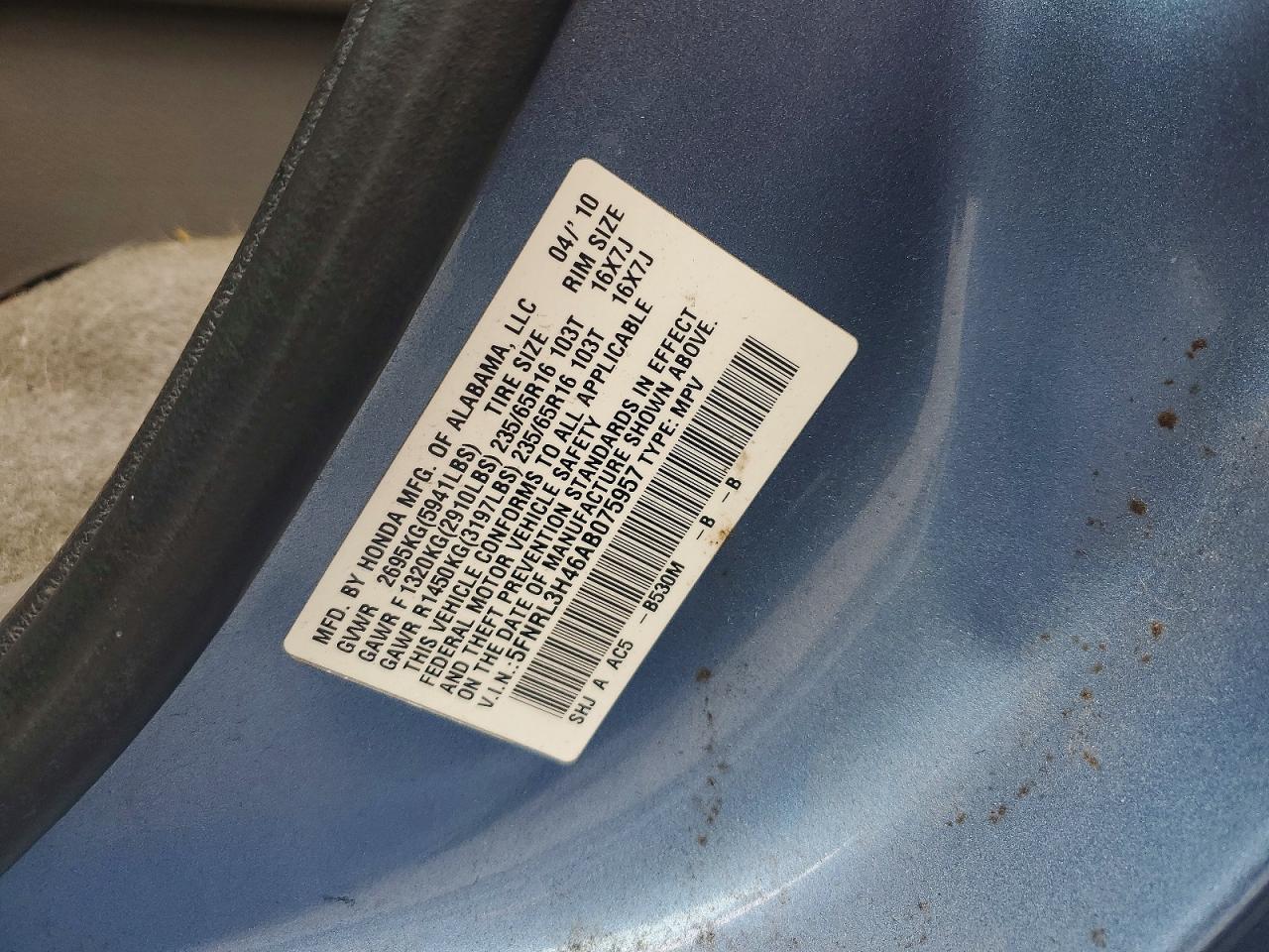 2010 HONDA ODYSSEY EX photo 25