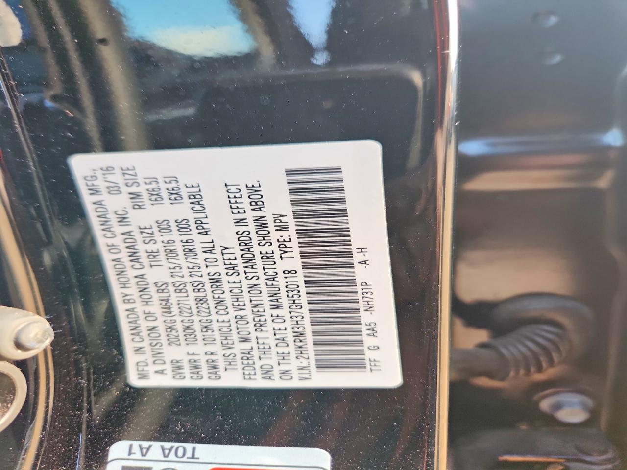 2016 HONDA CR-V LX photo 37