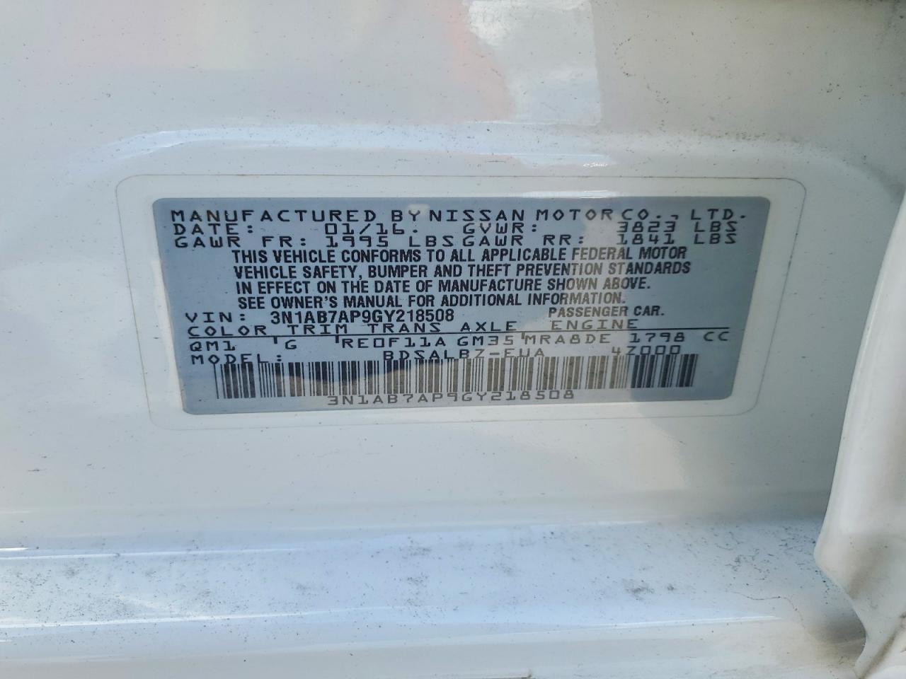 2016 NISSAN SENTRA S photo 12