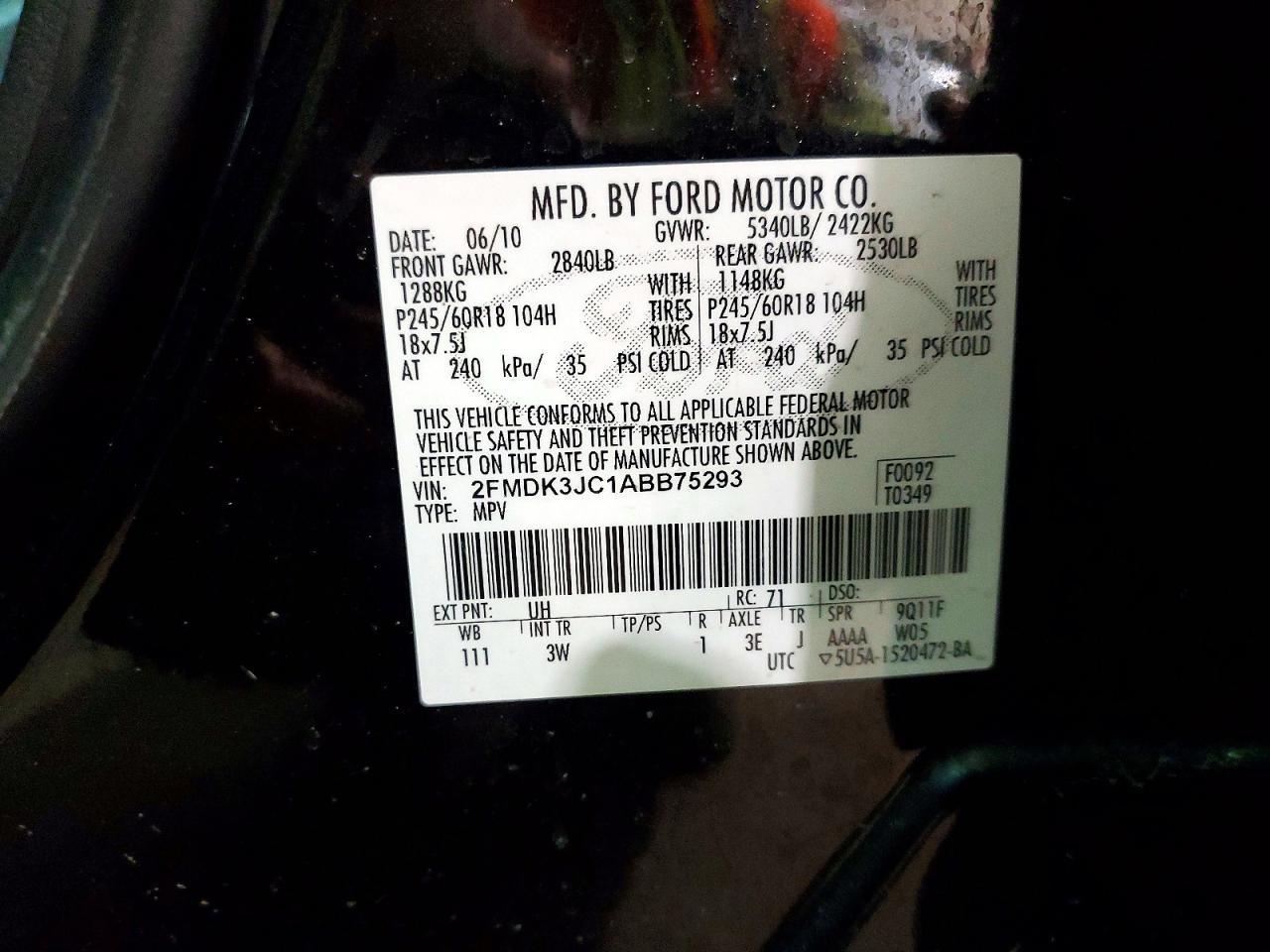 2010 FORD EDGE SEL photo 25