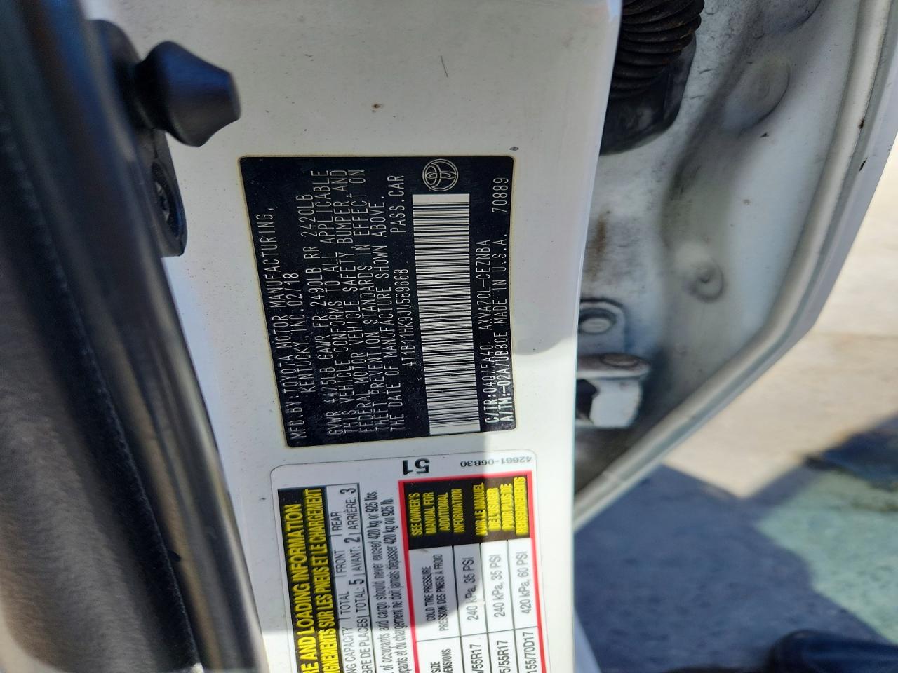 2018 TOYOTA CAMRY LE photo 34