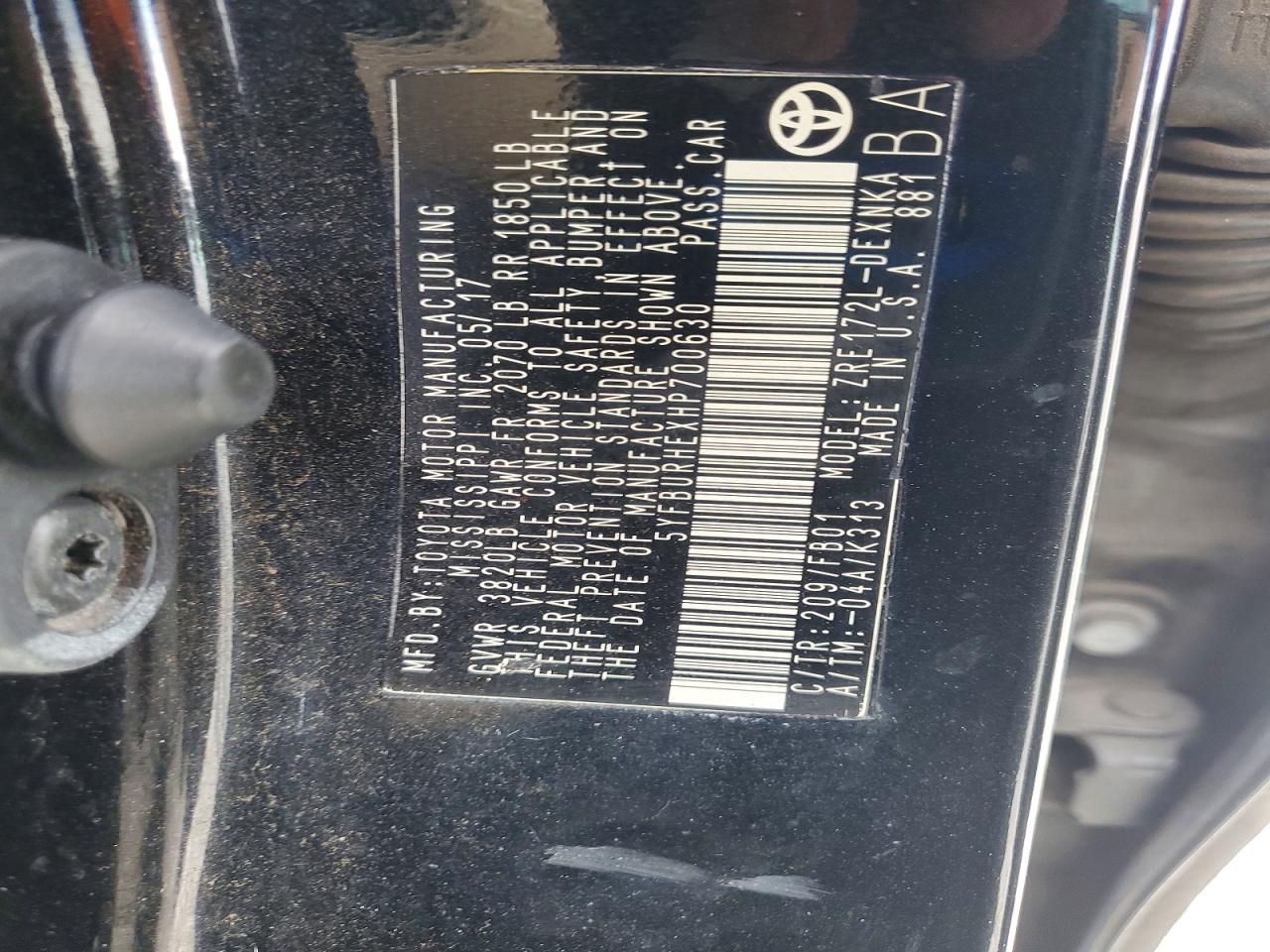 2017 TOYOTA COROLLA LE photo 13