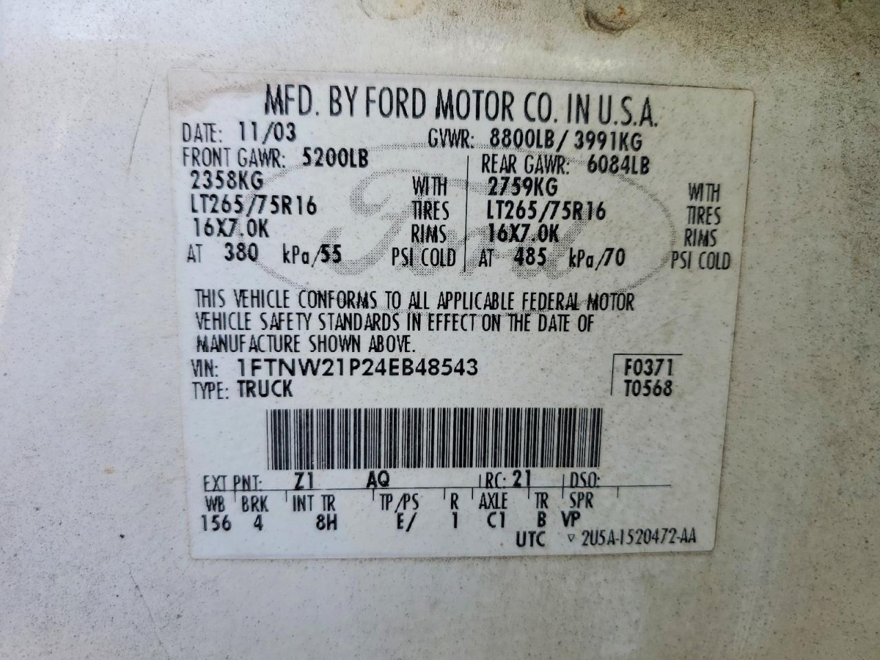 2004 FORD F250 SUPER DUTY photo 13