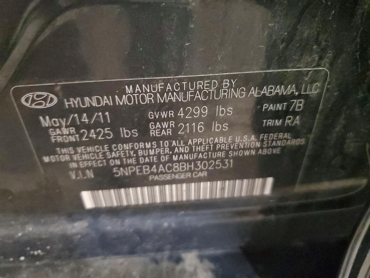 2011 HYUNDAI SONATA GLS photo 12