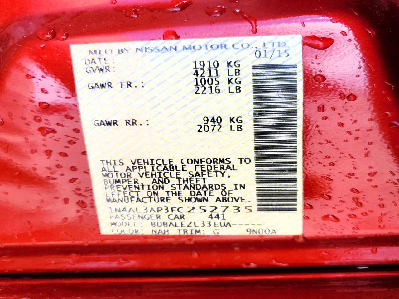 2015 NISSAN ALTIMA 2.5 S photo 12