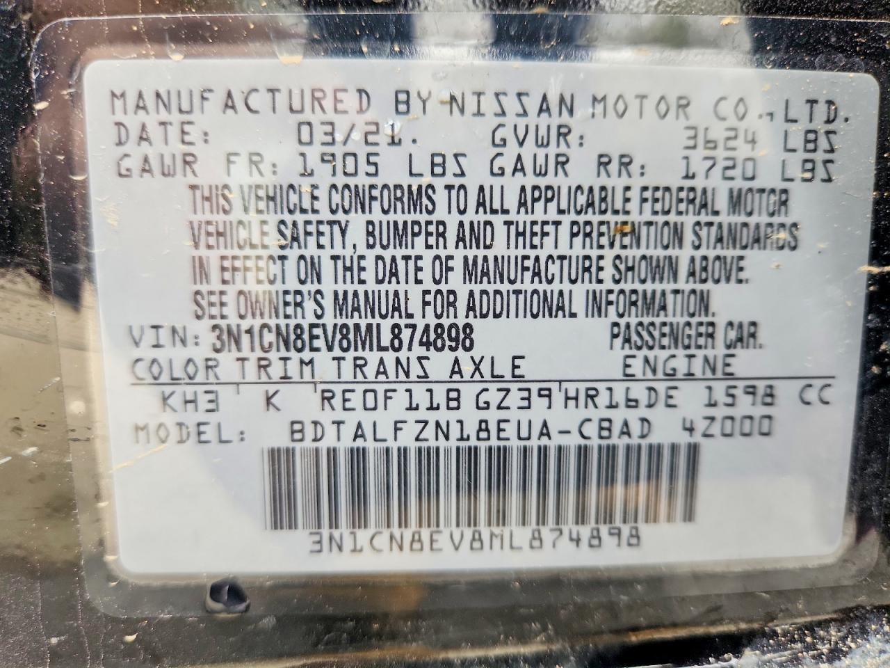 2021 NISSAN VERSA SV photo 23