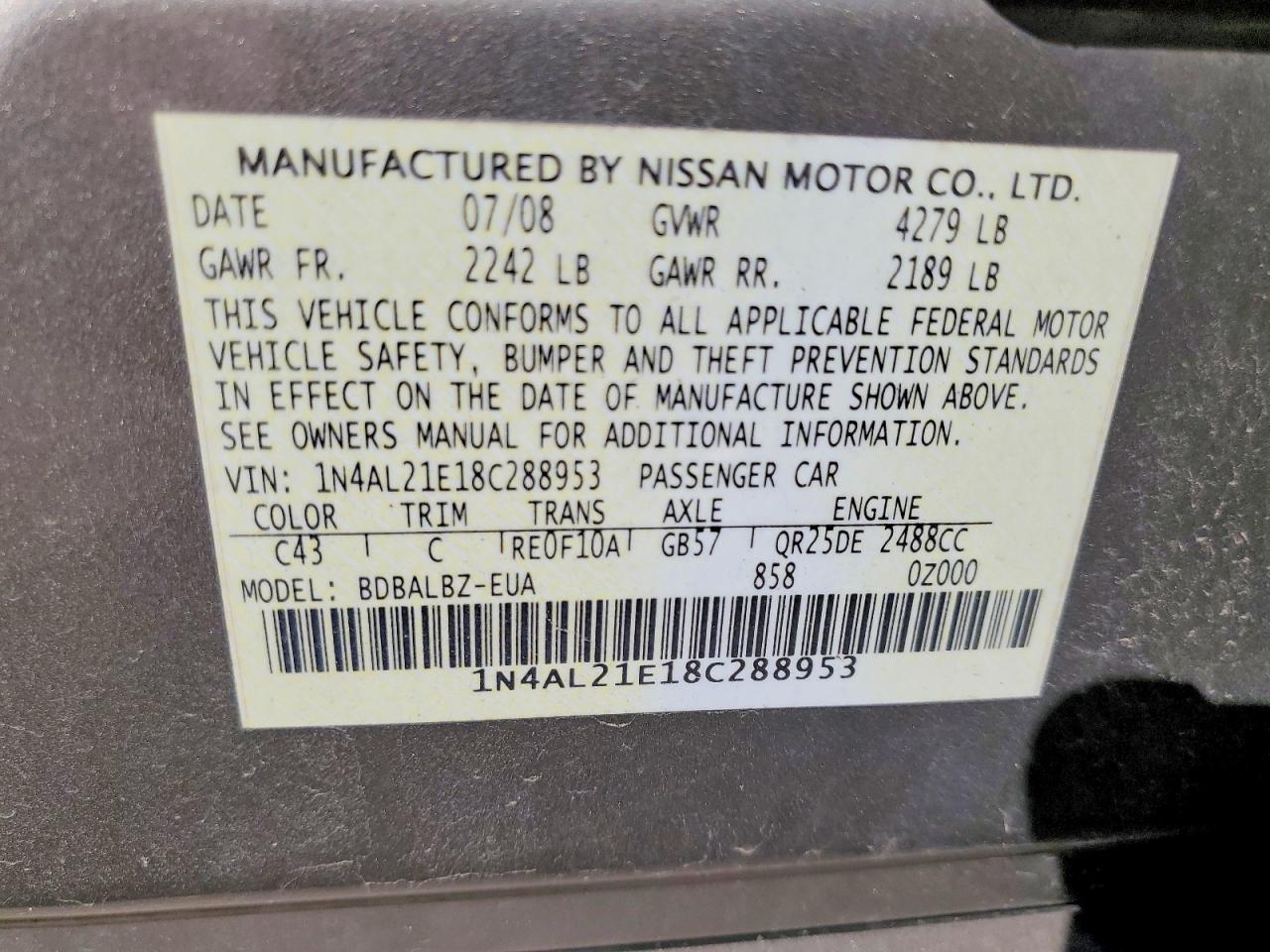 2008 NISSAN ALTIMA 2.5 photo 23