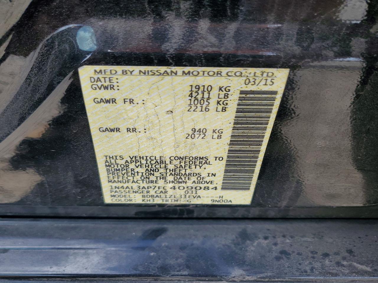 2015 NISSAN ALTIMA photo 12