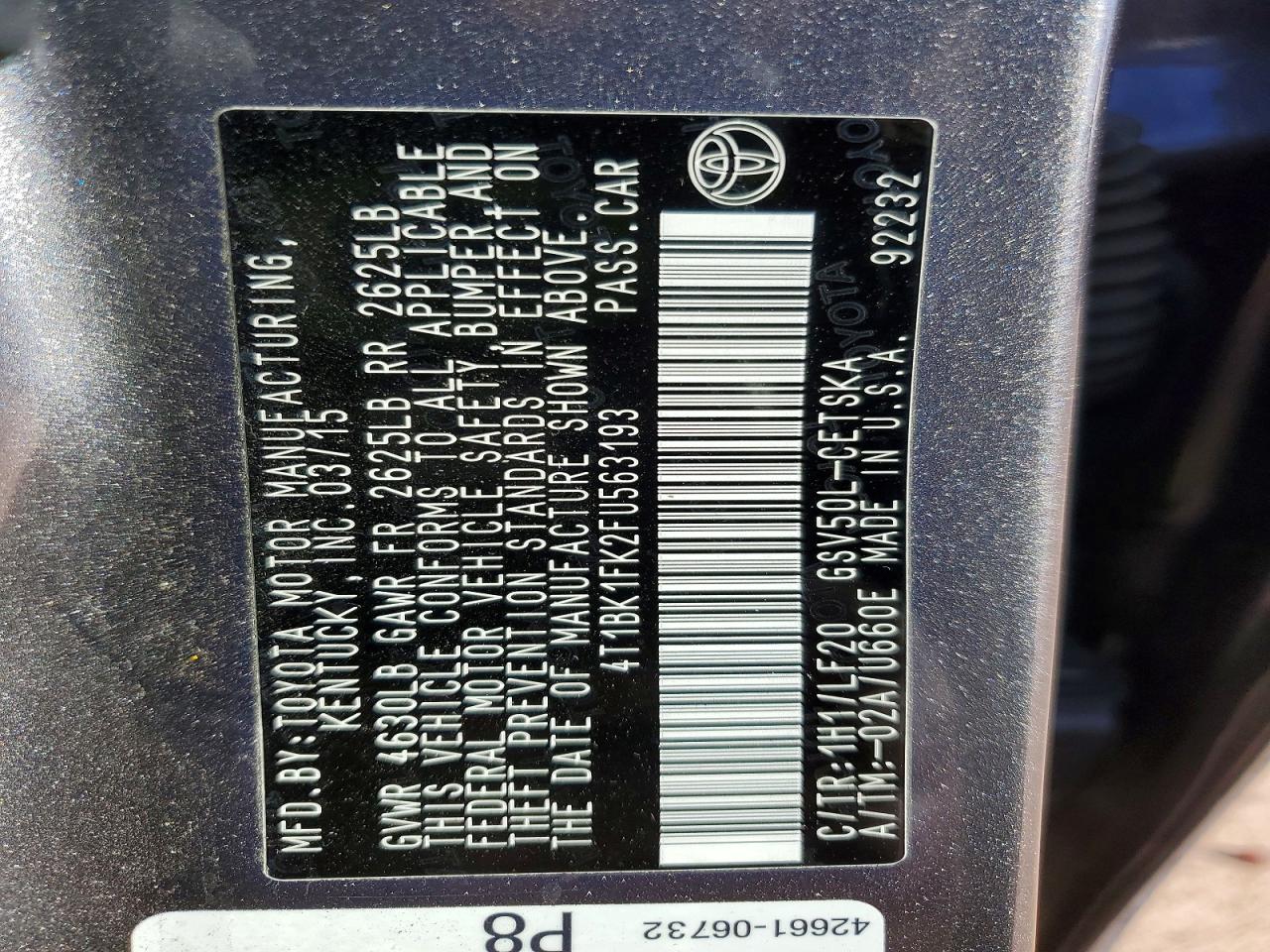 2015 TOYOTA CAMRY XSE V6 photo 12