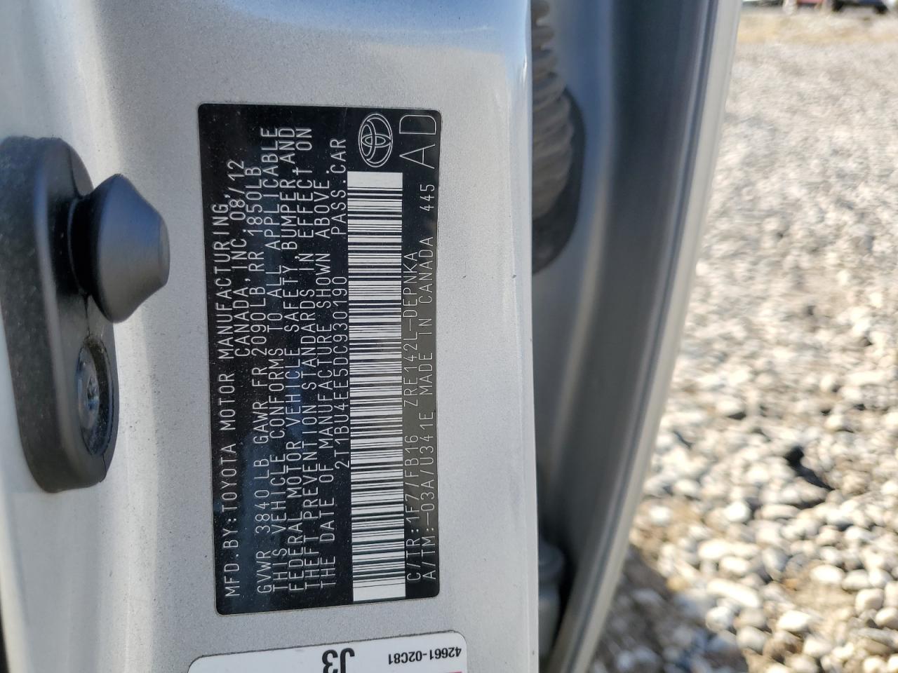 2013 TOYOTA COROLLA BASE photo 12