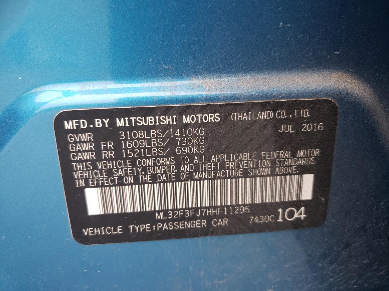 2017 MITSUBISHI MIRAGE G4 ES photo 12
