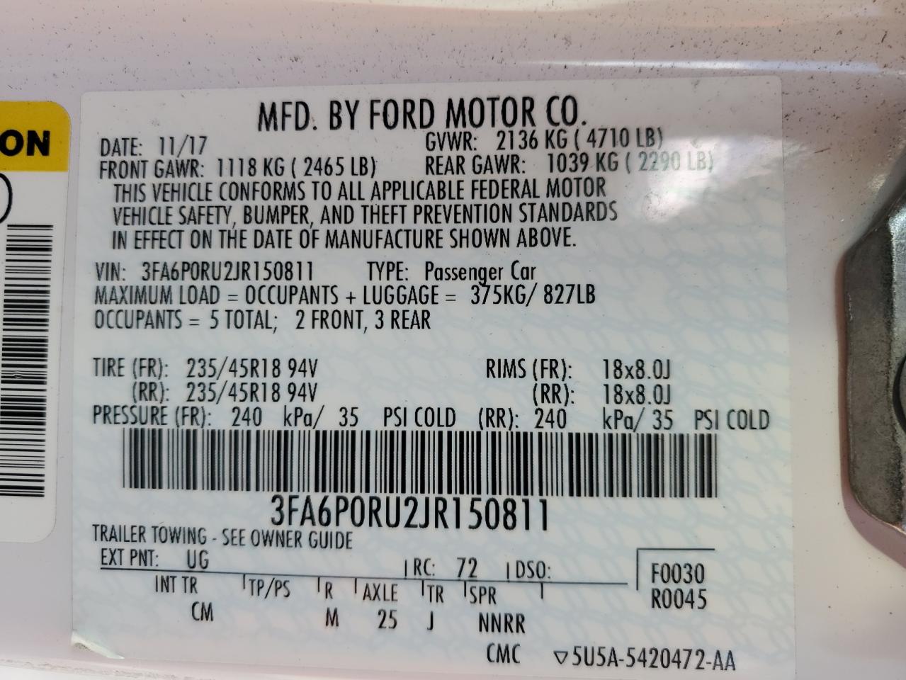 2018 FORD FUSION TITANIUM/PLATINUM HEV photo 23