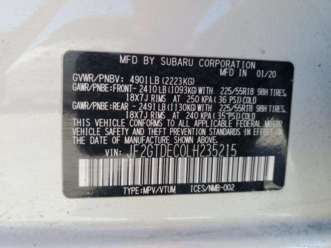 2020 SUBARU CROSSTREK PREMIUM photo 13