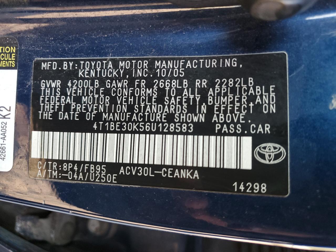 2006 TOYOTA CAMRY LE photo 25