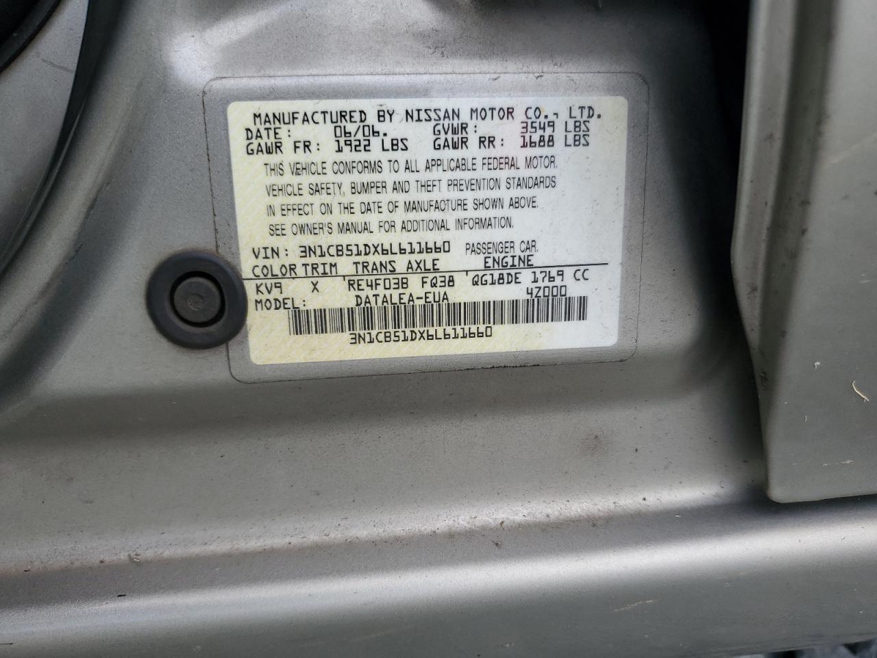 2006 NISSAN SENTRA 1.8 photo 23
