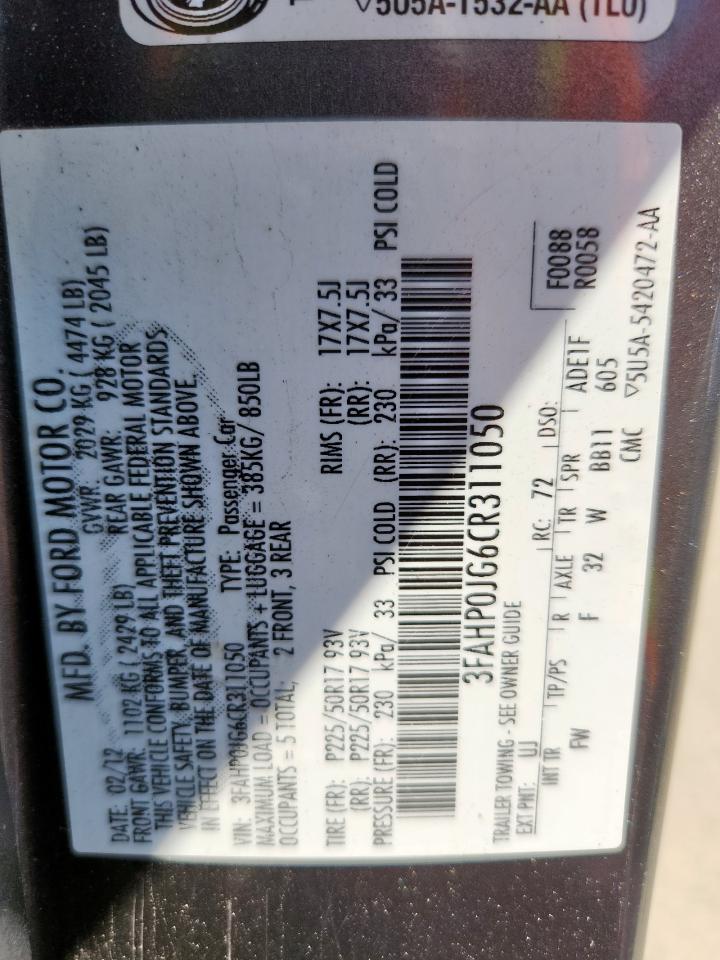 2012 FORD FUSION SEL photo 13