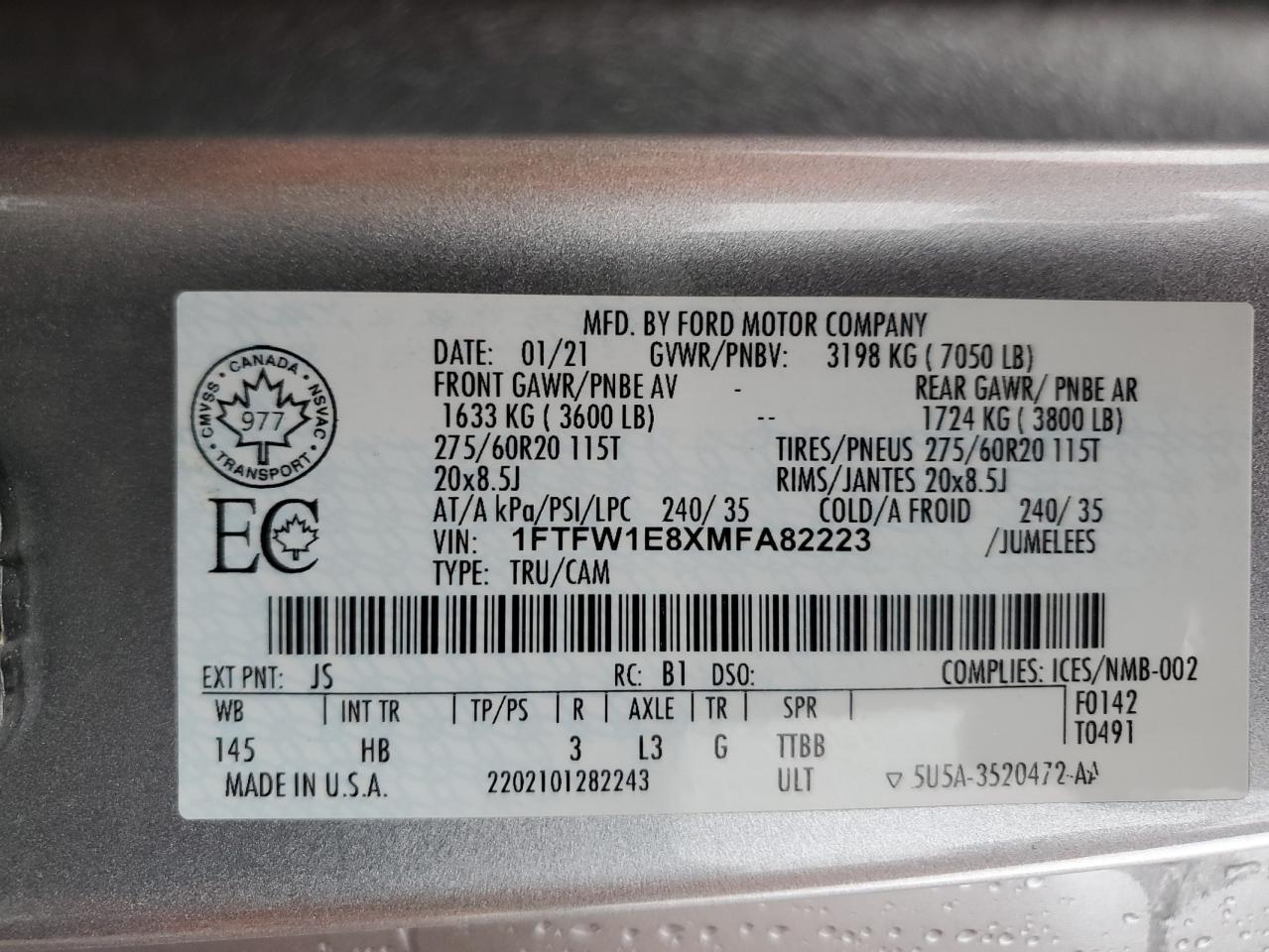 2021 FORD F150 SUPERCREW photo 12