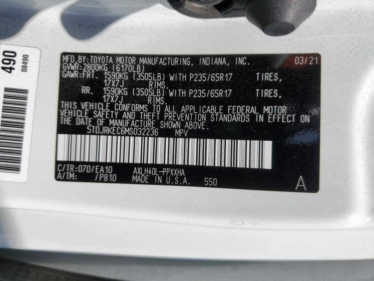2021 TOYOTA SIENNA XLE 8-PASSENGER photo 25