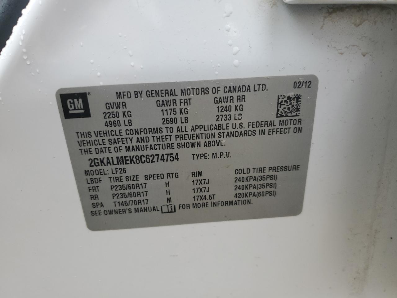 2012 GMC TERRAIN SLE photo 40
