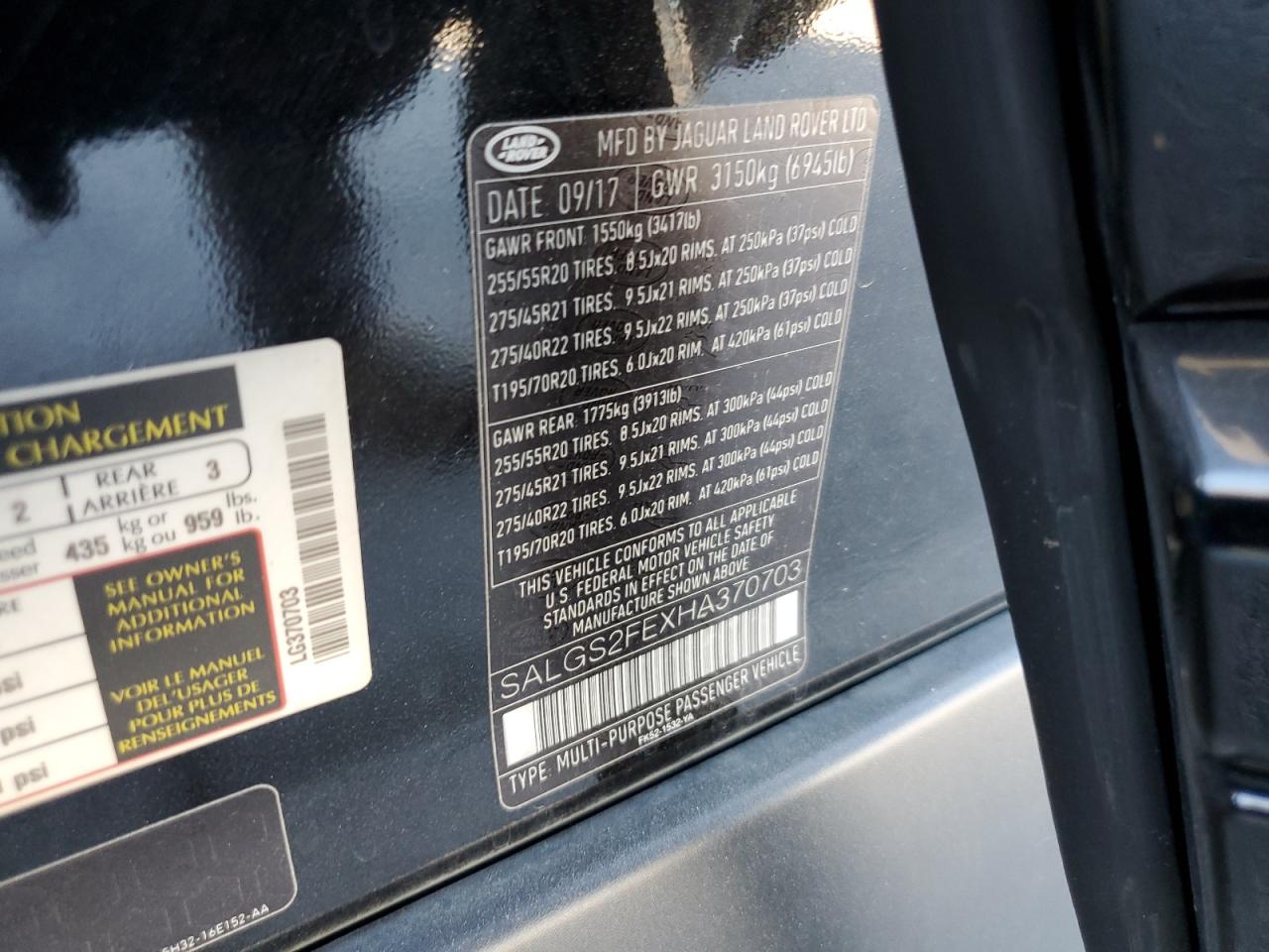 2017 LAND ROVER RANGE ROVER SUPERCHARGED photo 37
