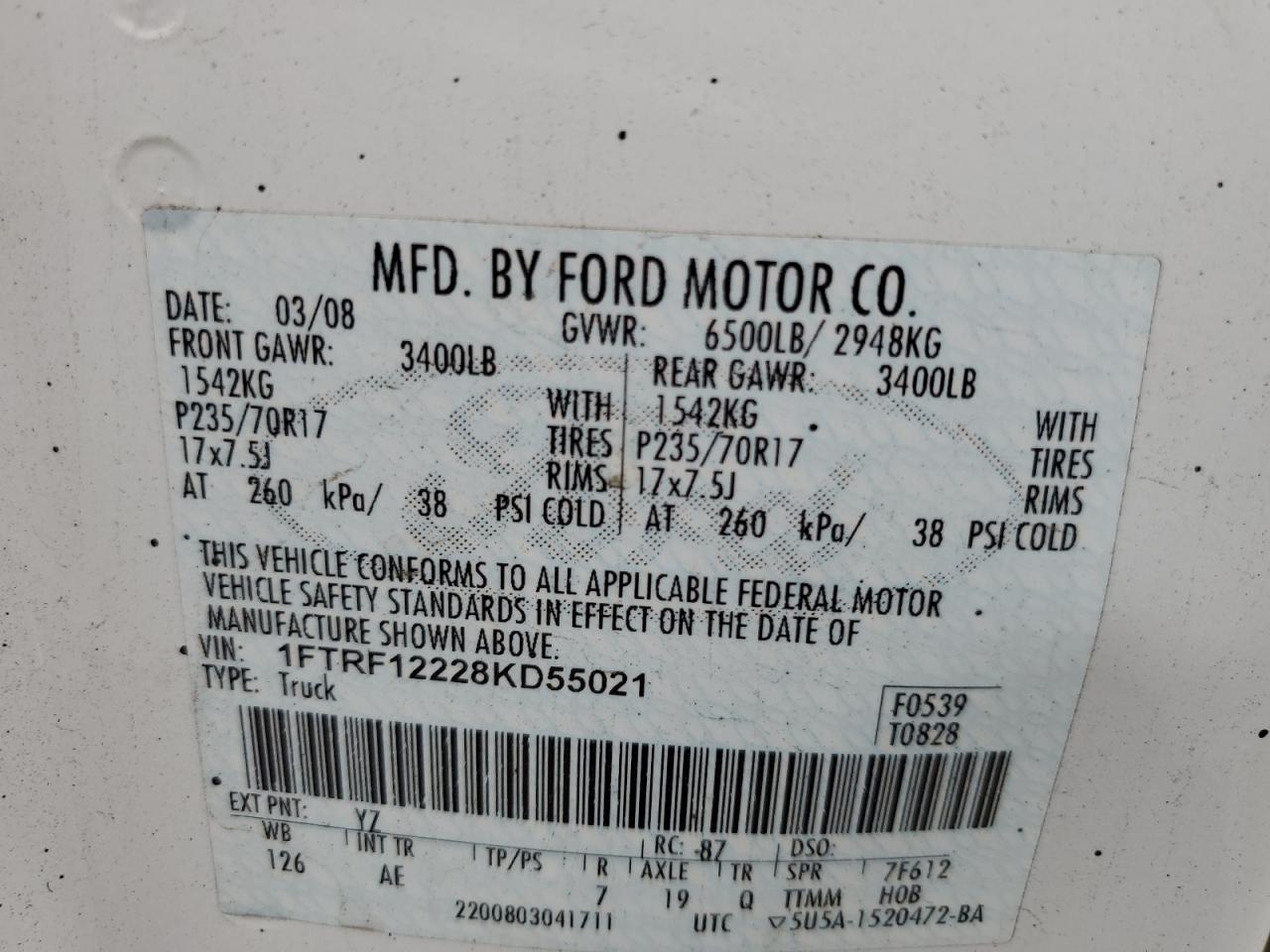 2008 FORD F150 photo 12