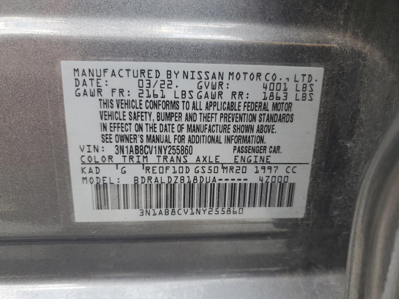 2022 NISSAN SENTRA SV photo 12