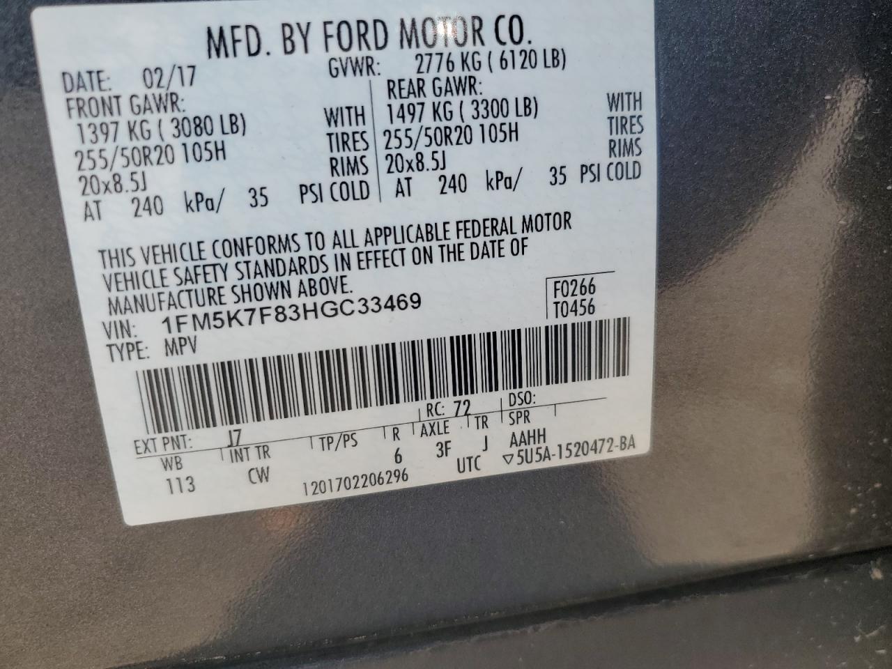 2017 FORD EXPLORER LIMITED photo 22