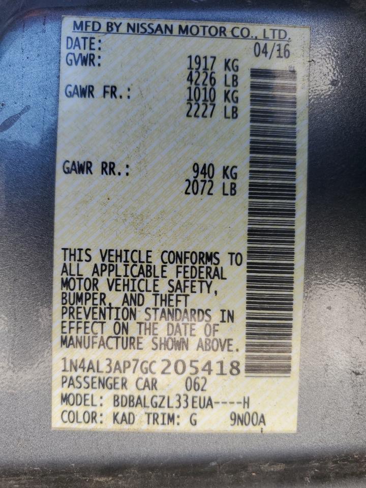 2016 NISSAN ALTIMA 2.5 S photo 12