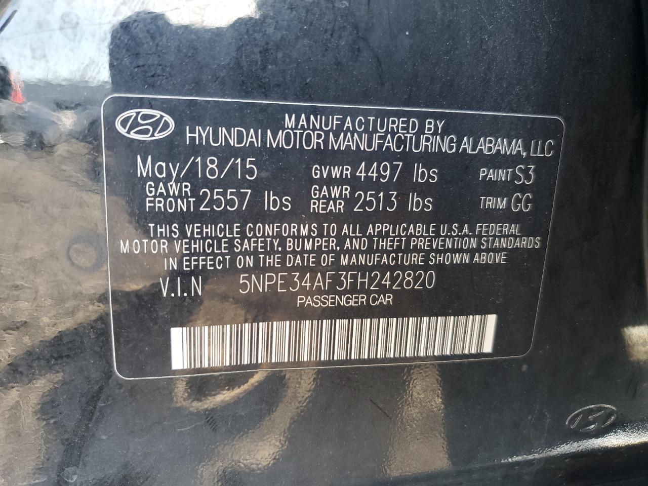 2015 HYUNDAI SONATA LIMITED photo 12