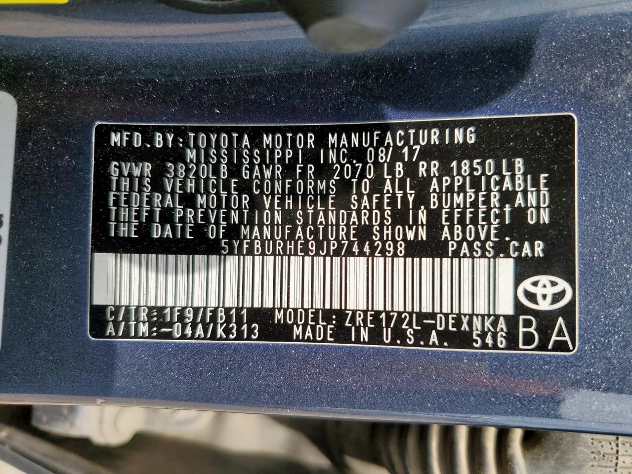 2018 TOYOTA COROLLA L photo 13