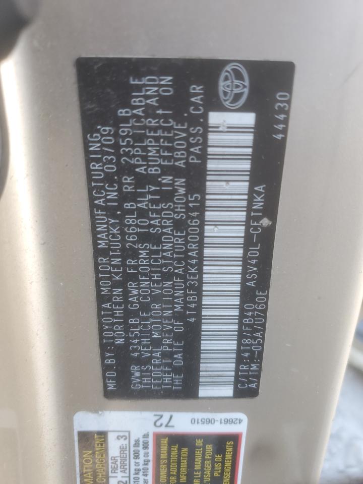 2010 TOYOTA CAMRY BASE photo 13