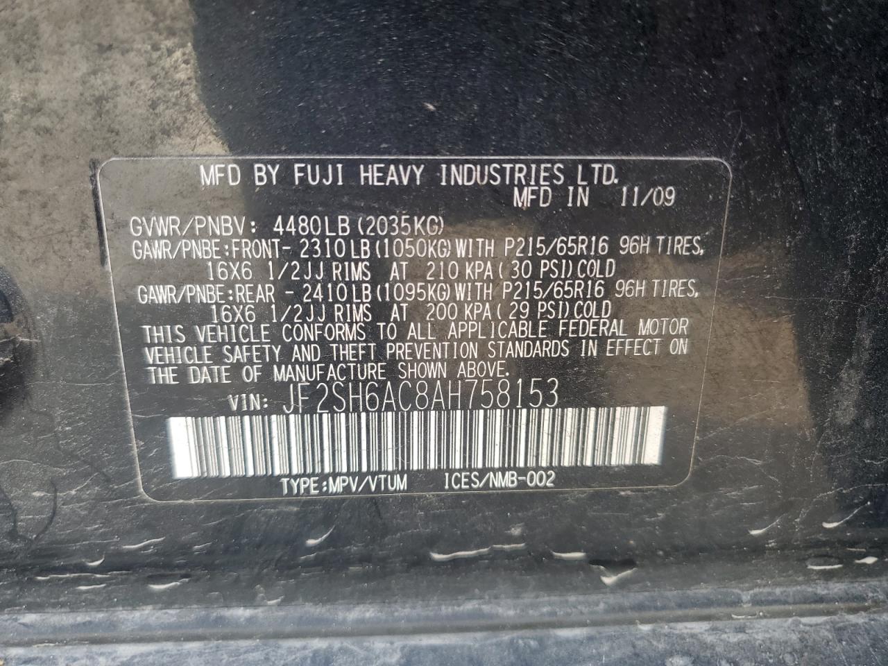 2010 SUBARU FORESTER 2.5X photo 40