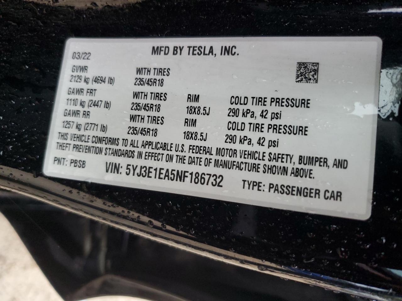 2022 TESLA MODEL 3 photo 12