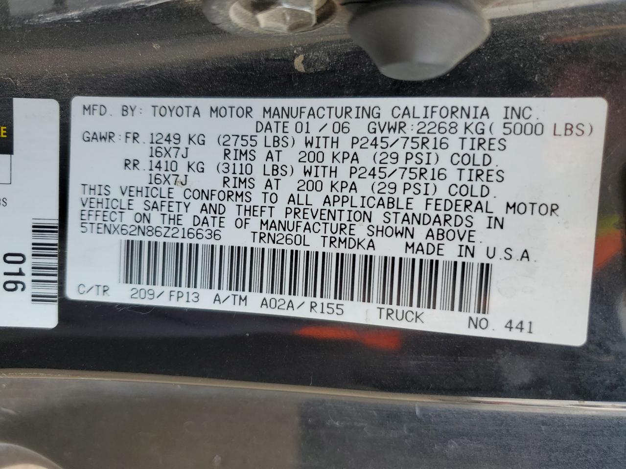 2006 TOYOTA TACOMA PRERUNNER photo 23