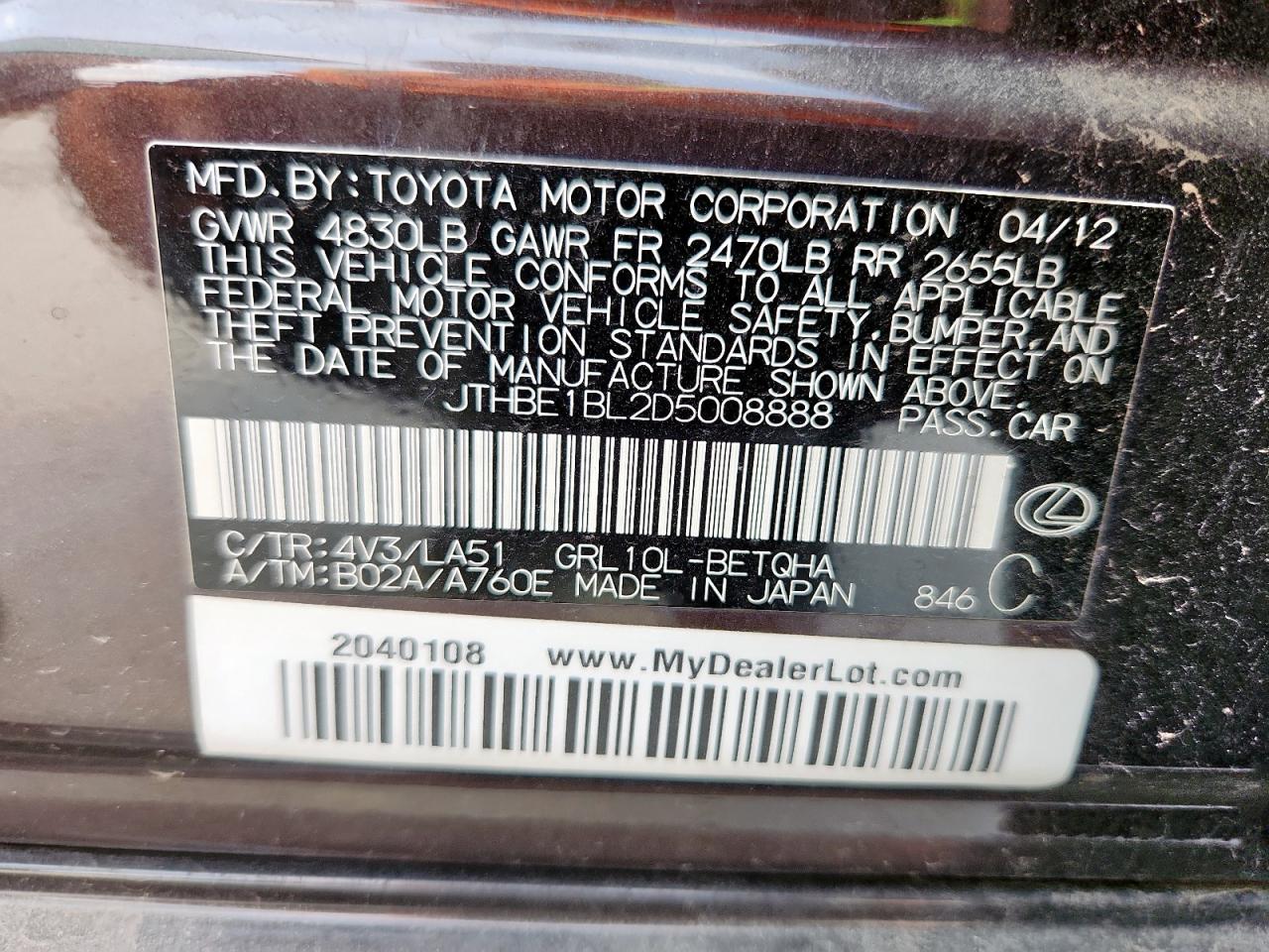 2013 LEXUS GS 350 photo 12