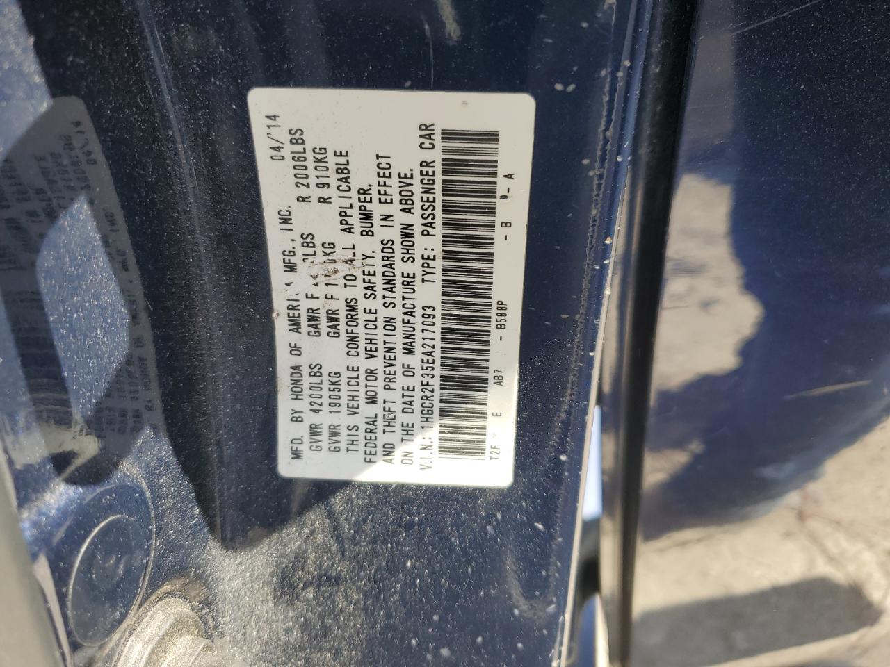 2014 HONDA ACCORD LX photo 37