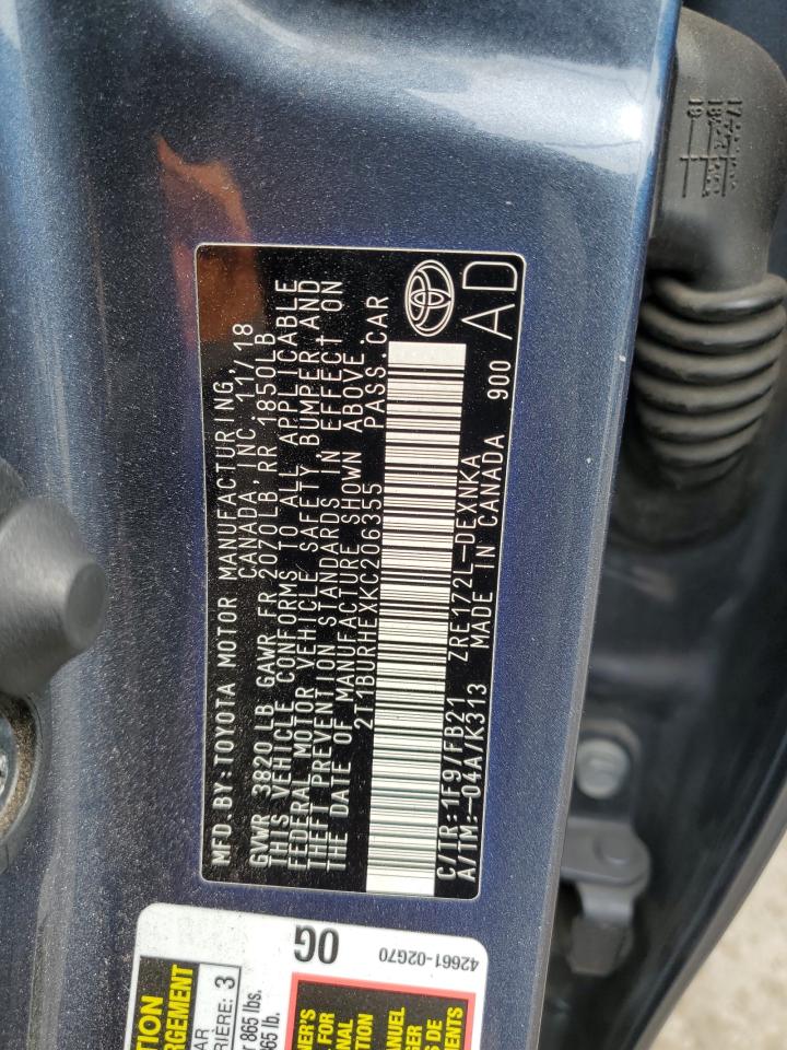 2019 TOYOTA COROLLA photo 12