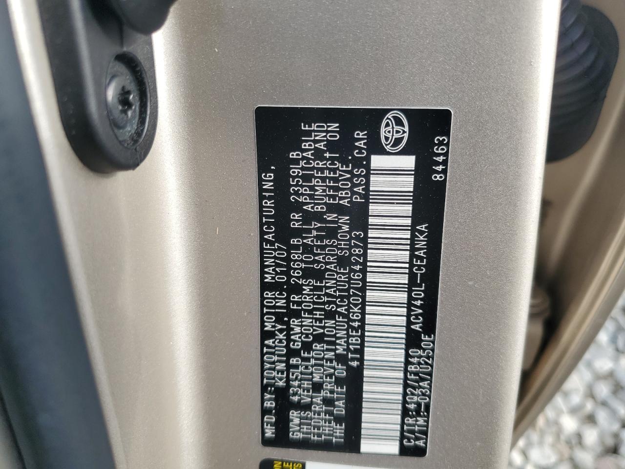 2007 TOYOTA CAMRY CE photo 23