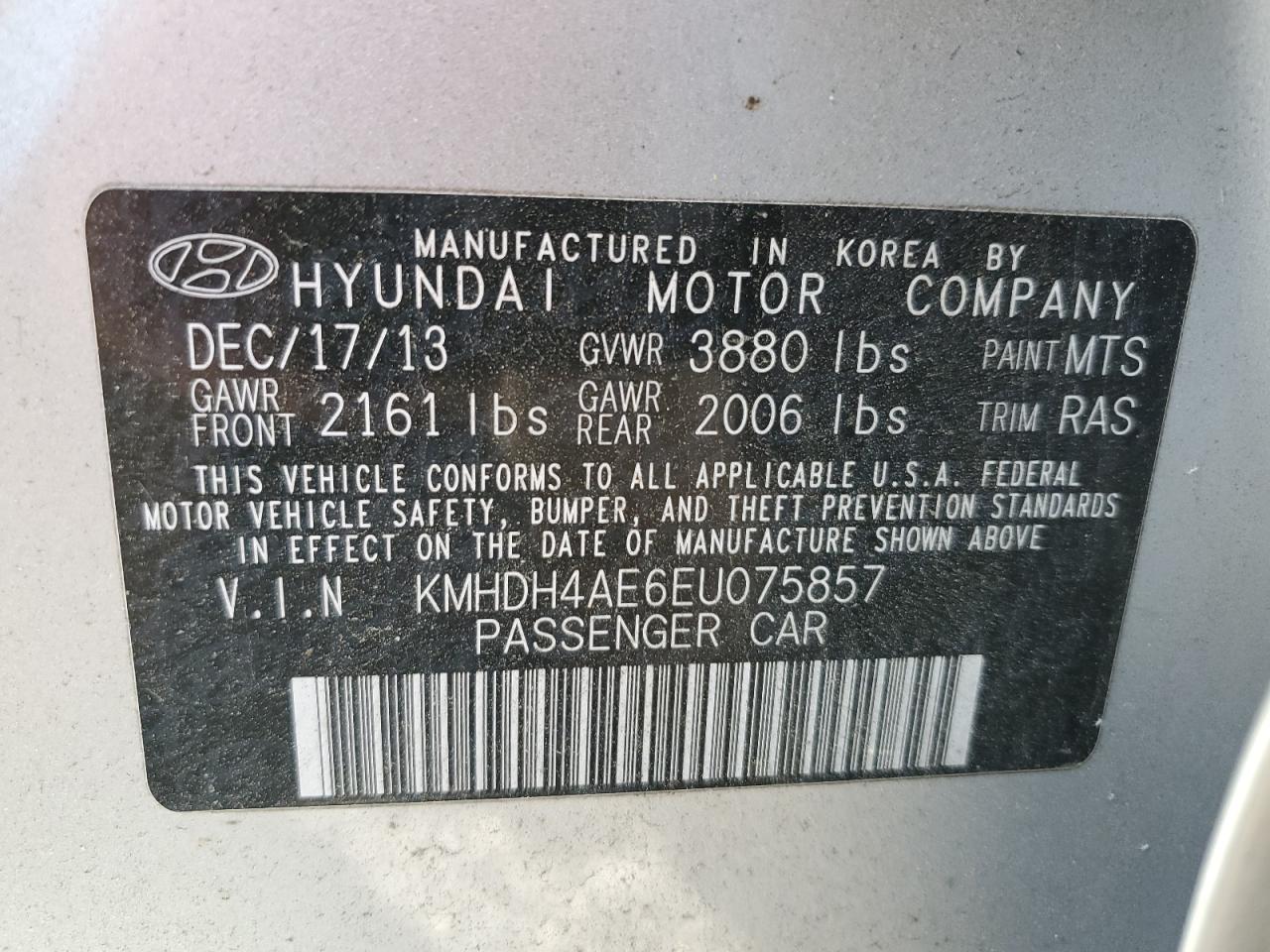 2014 HYUNDAI ELANTRA SE photo 12