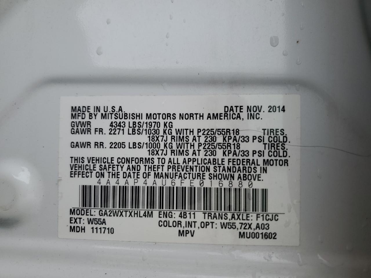 2015 MITSUBISHI OUTLANDER SPORT SE photo 39