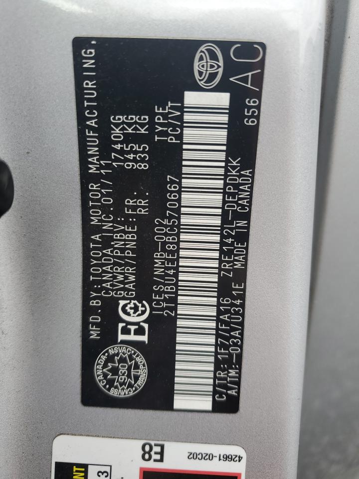2011 TOYOTA COROLLA BASE photo 12