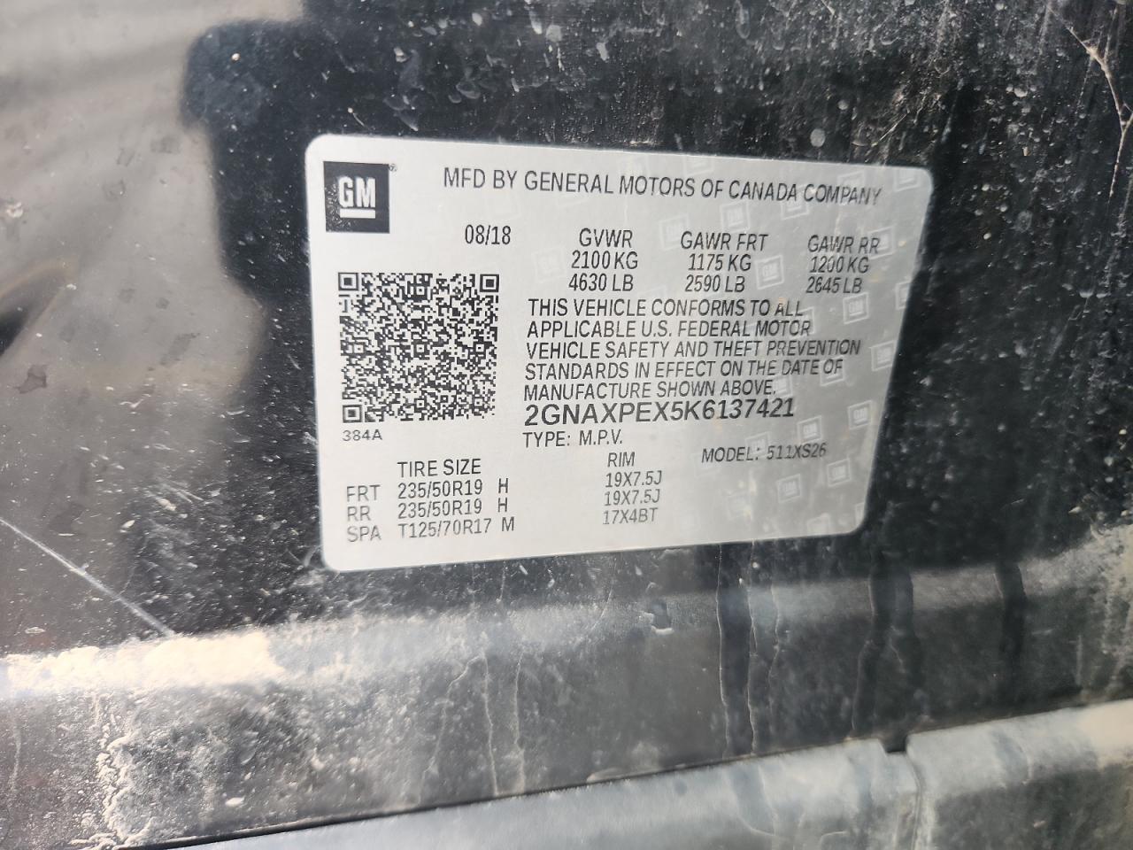 2019 CHEVROLET EQUINOX PREMIER photo 13