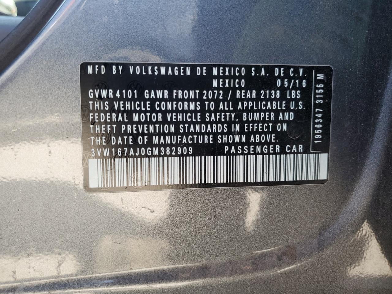 2016 VOLKSWAGEN JETTA S photo 12