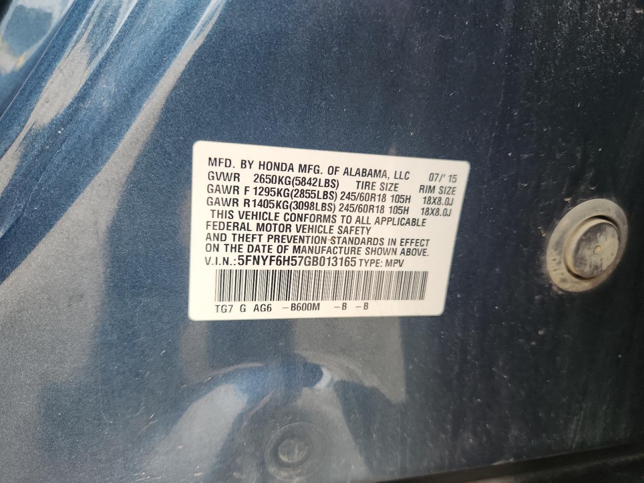2016 HONDA PILOT EXL photo 13