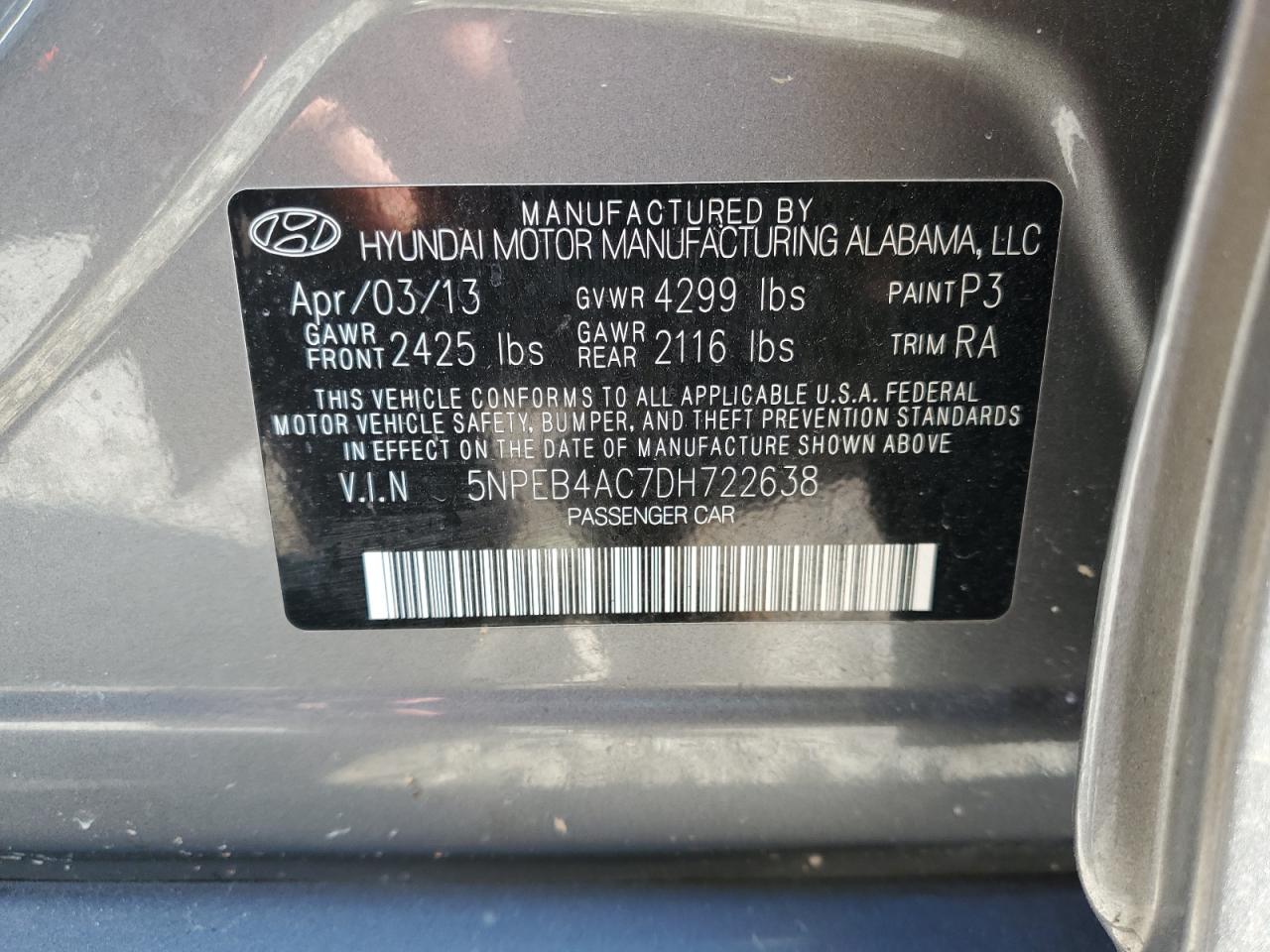 2013 HYUNDAI SONATA GLS photo 23