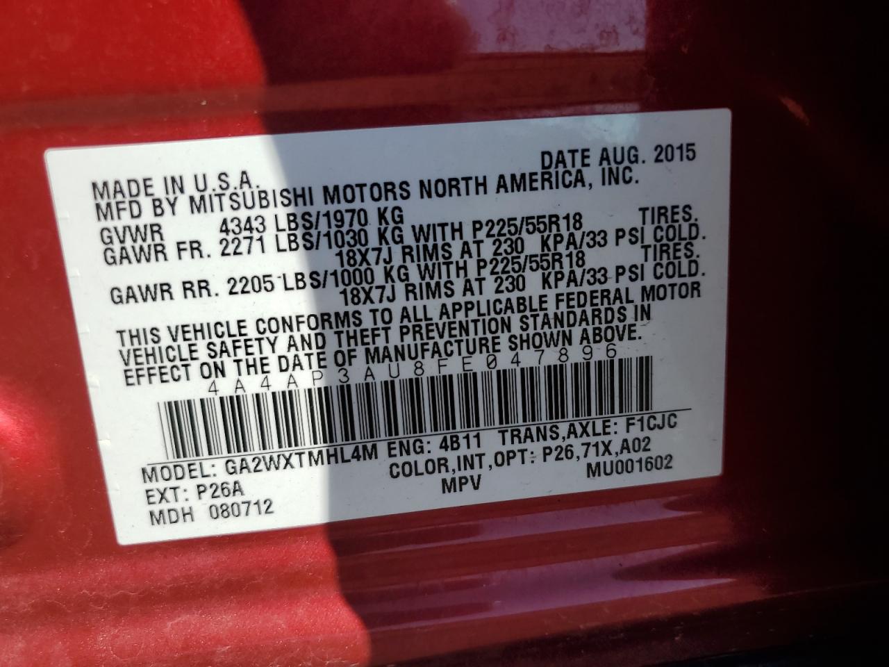 2015 MITSUBISHI OUTLANDER SPORT ES photo 23